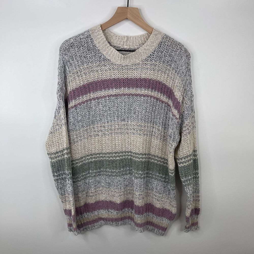 American Eagle Womens Sweater Size XS Crew Neck Long Sleeve Color Block‎ Comfy